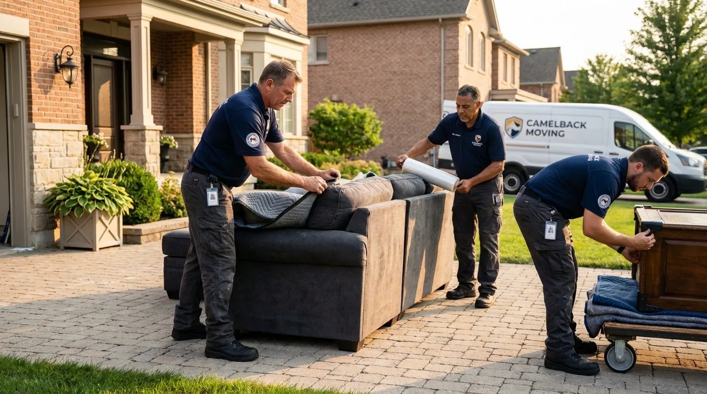 Large estate moving crew wrapping furniture in Gueydan, LA